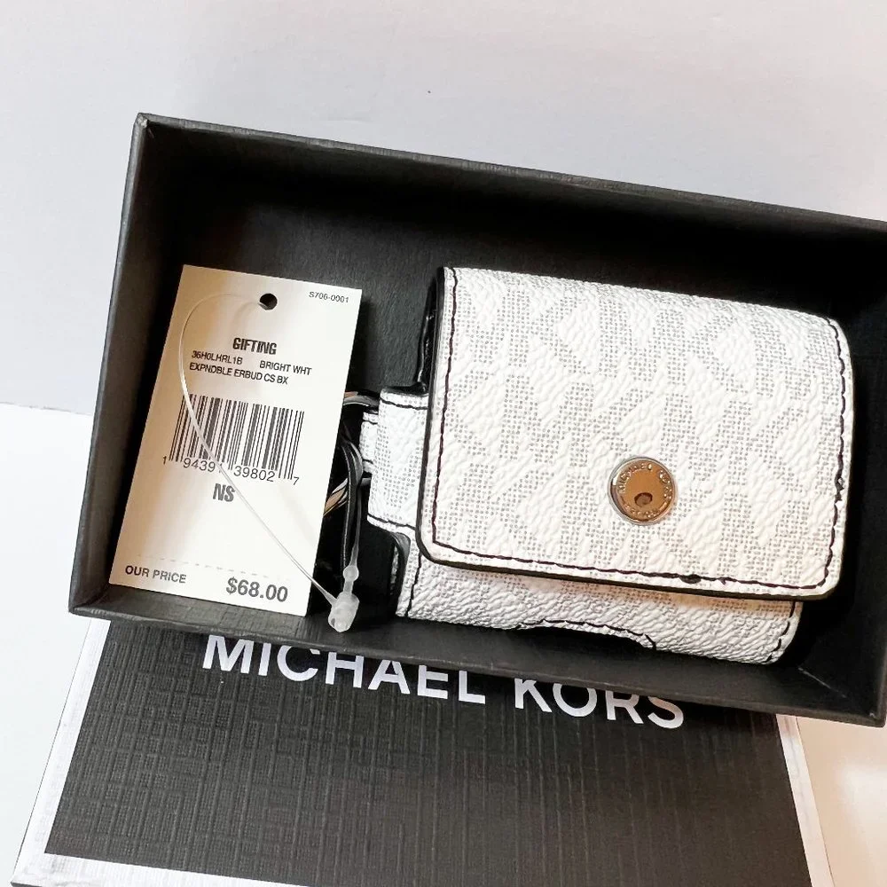 Michael Kors Gifting Expendable EARBUD Case MK Bright White